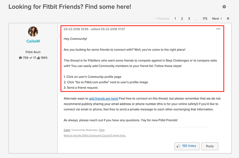 fitbit community reach out to collaborate with others